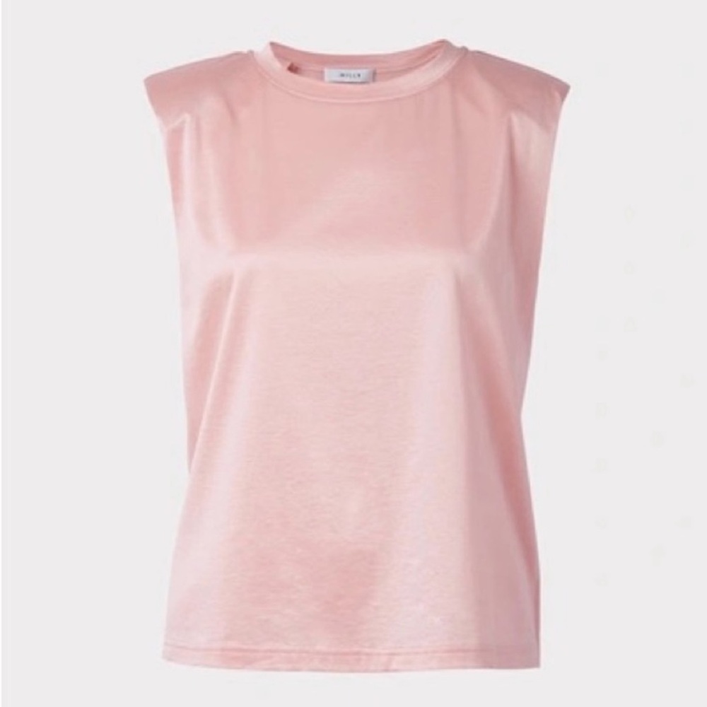 Milly Rubi Pink Shoulder Pad Shiny Muscle Tshirt